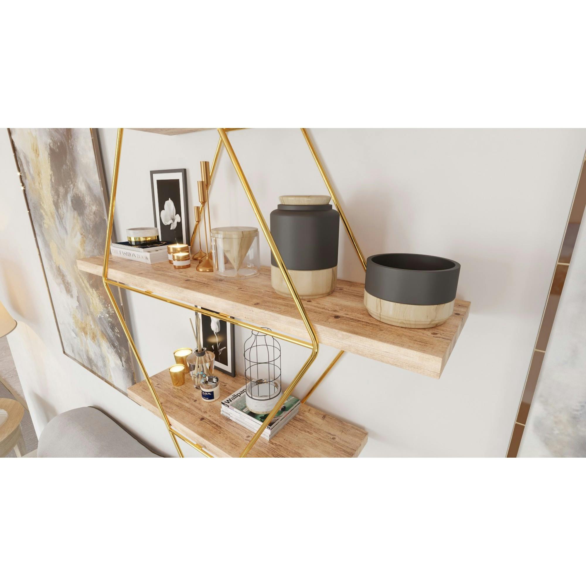 Etagère murale décorative - 3 niveaux, forme losange AVIALA