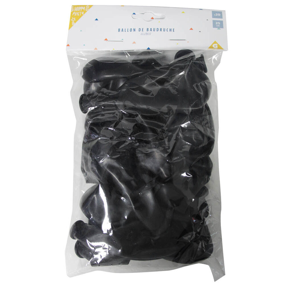 Ballon de baudruche uni noir x20