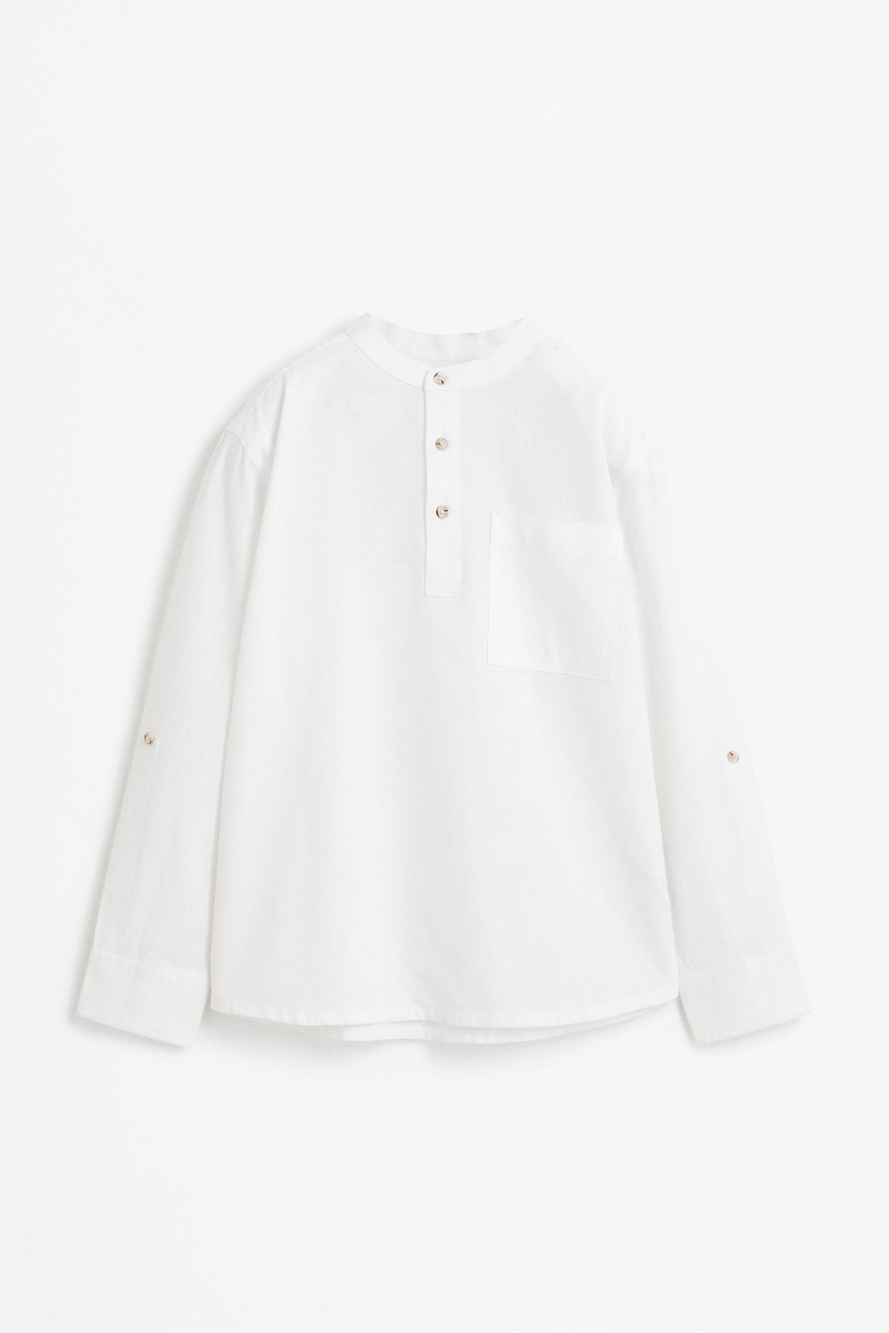 Camisa lino - algodón cuello mao