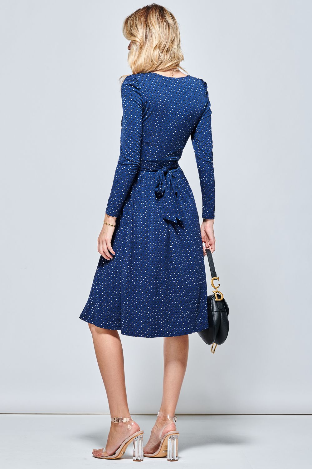 Jolie Moi Spot Long Sleeve Jersey Dress