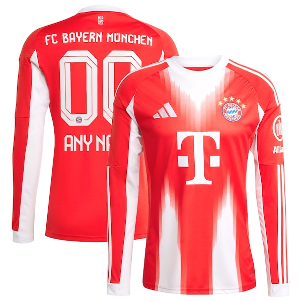 Bayern Munich adidas 2025/26 Home Replica Long Sleeve Custom Jersey - Red