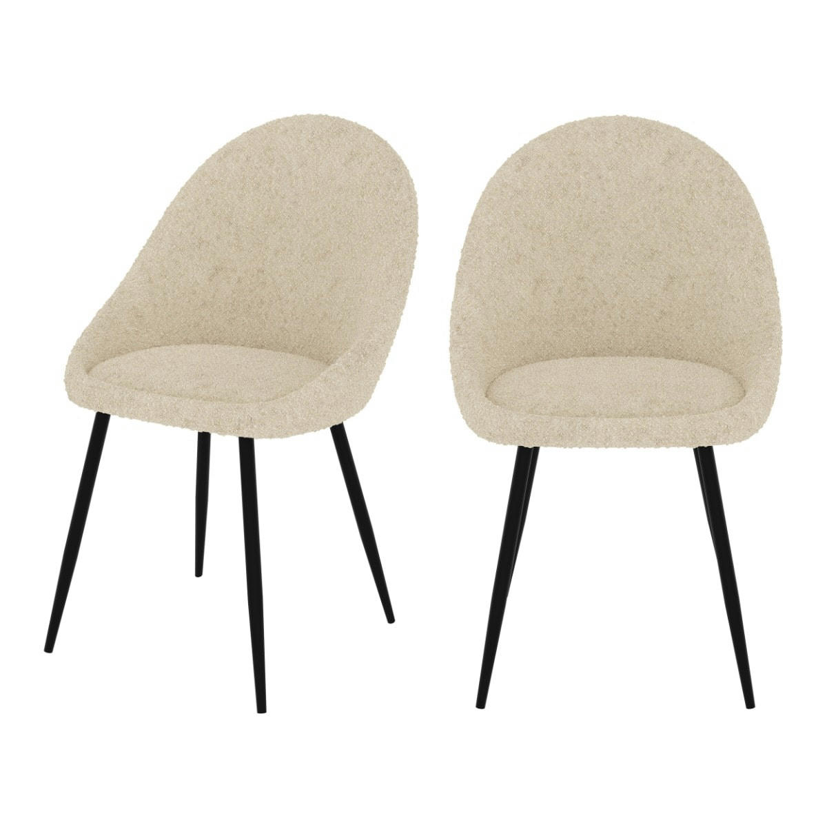 RONA - Chaise en tissu bouclé blanc cassé (lot de 2)