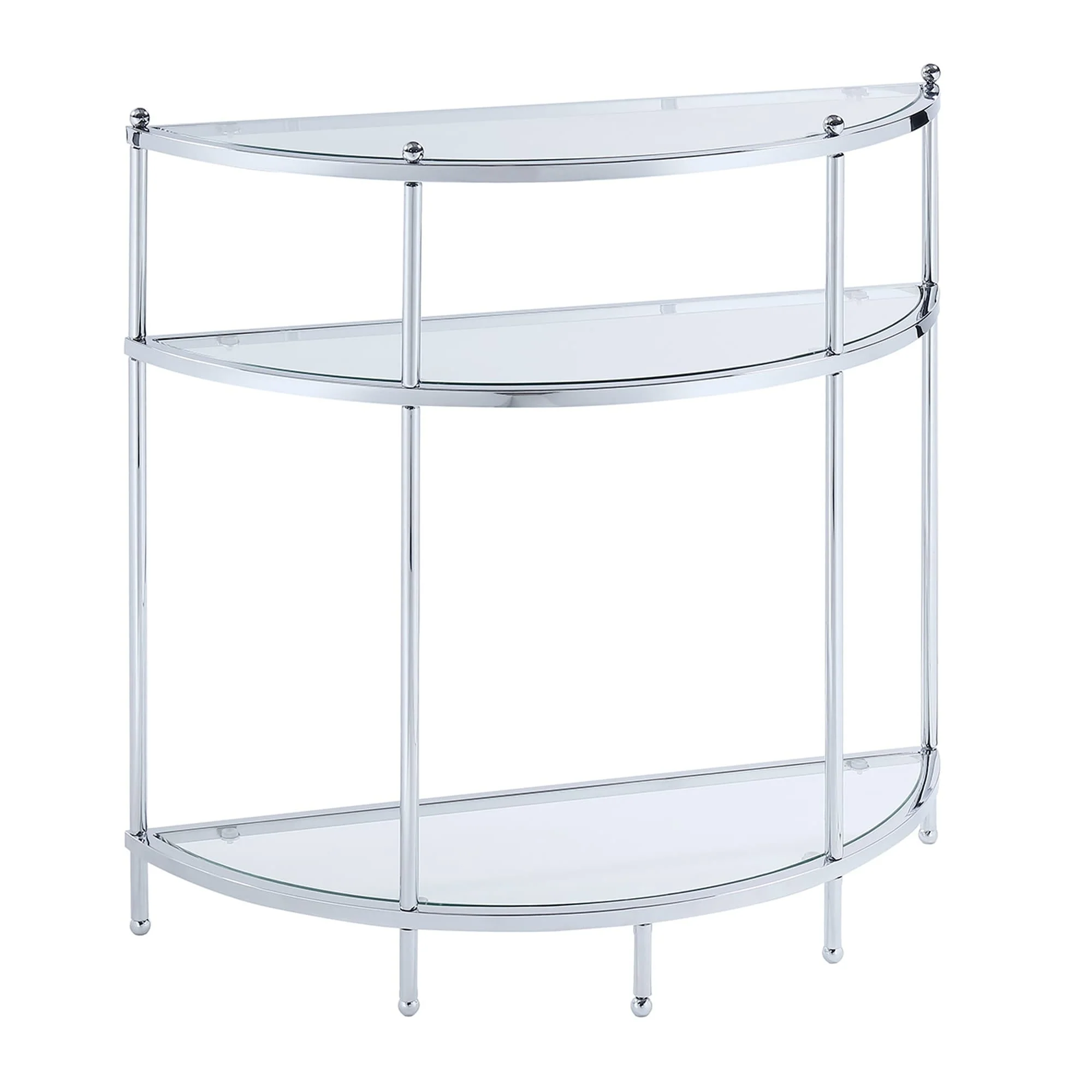Convenience Concepts Royal Crest 3 Tier Half-Circle Glass Entryway Table