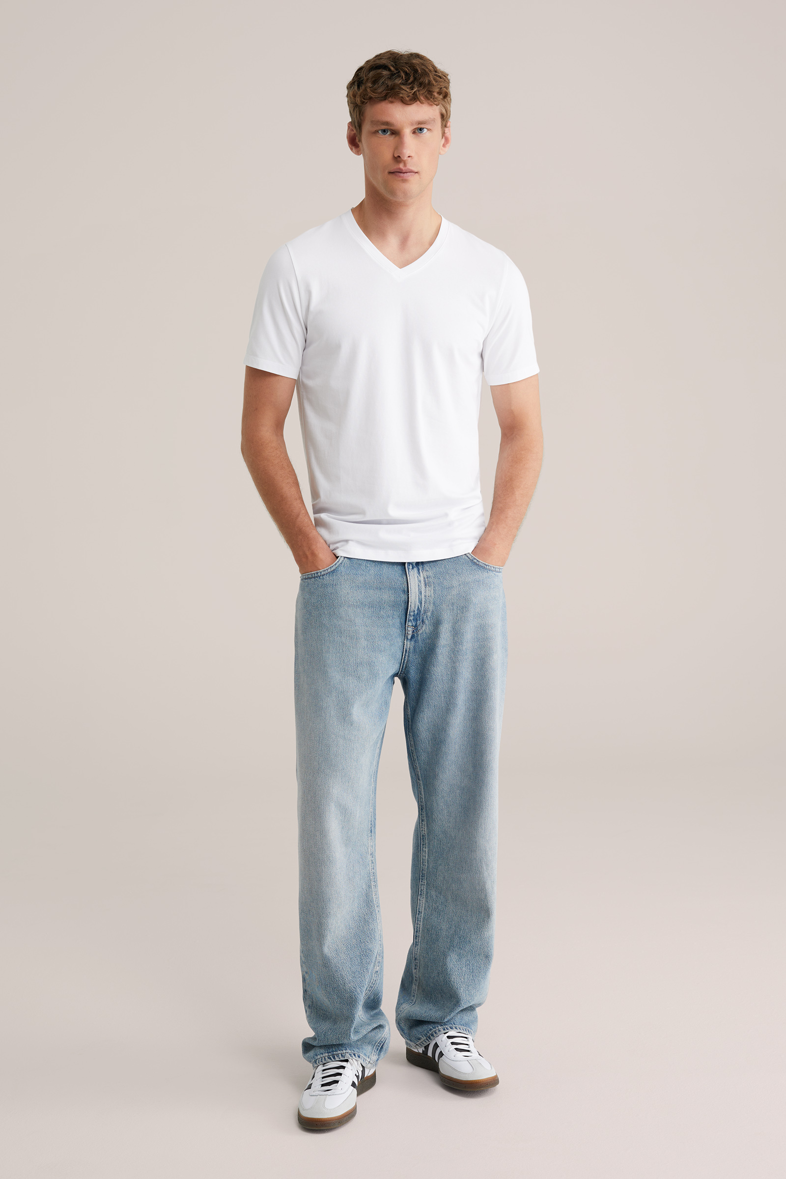 Heren Slim fit T-shirt met V-hals