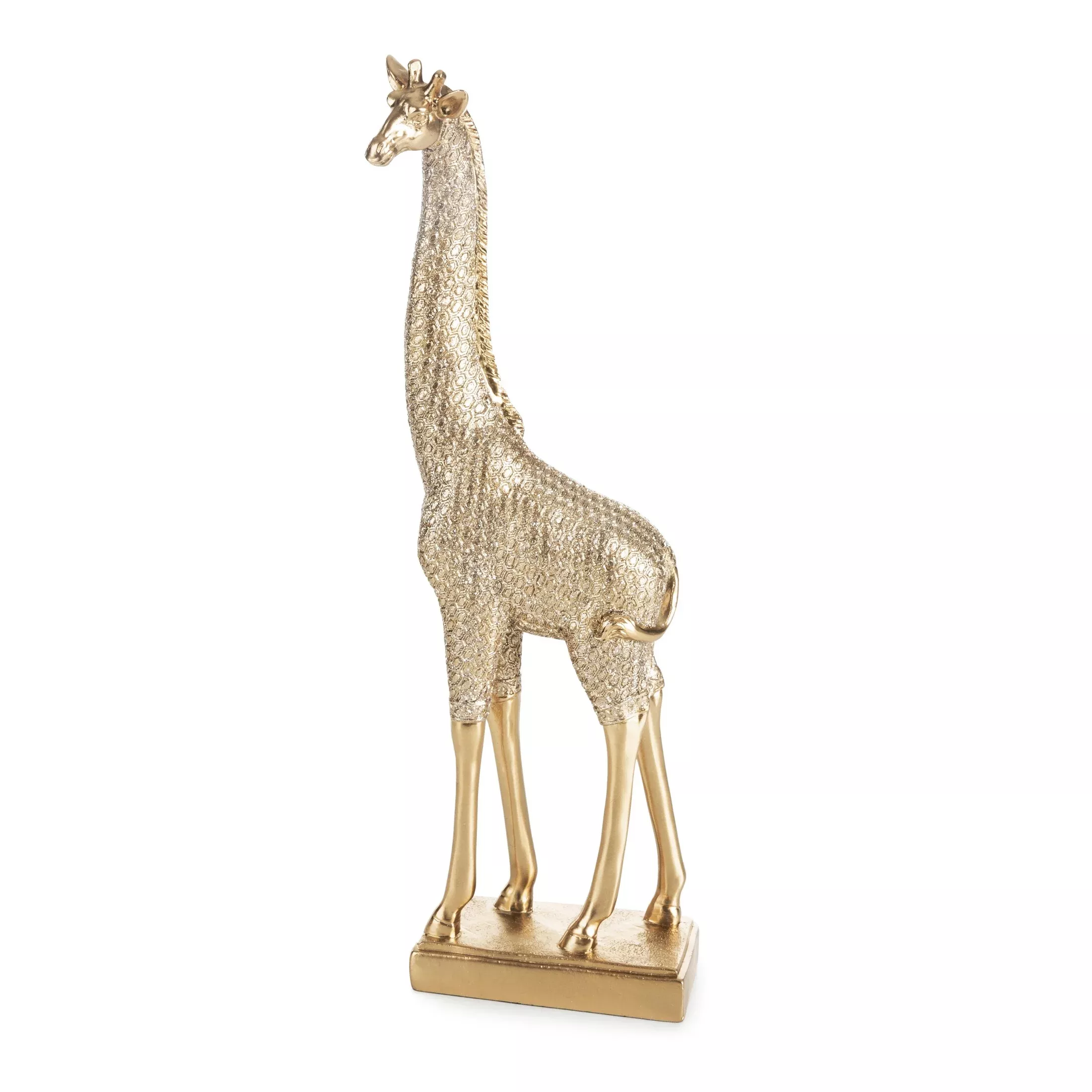Figurka złota żyrafao drobnym strukturalnym wzorze 8x13x36 cm HARIS