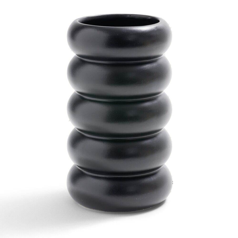 Vase anneau céramique noir Ø11,7xH20,5cm