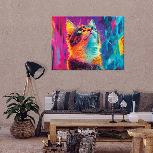 Obraz Na Płótnie Ścianę Kot Abstrakcja Do Pokoju Dziecięcego 60X40