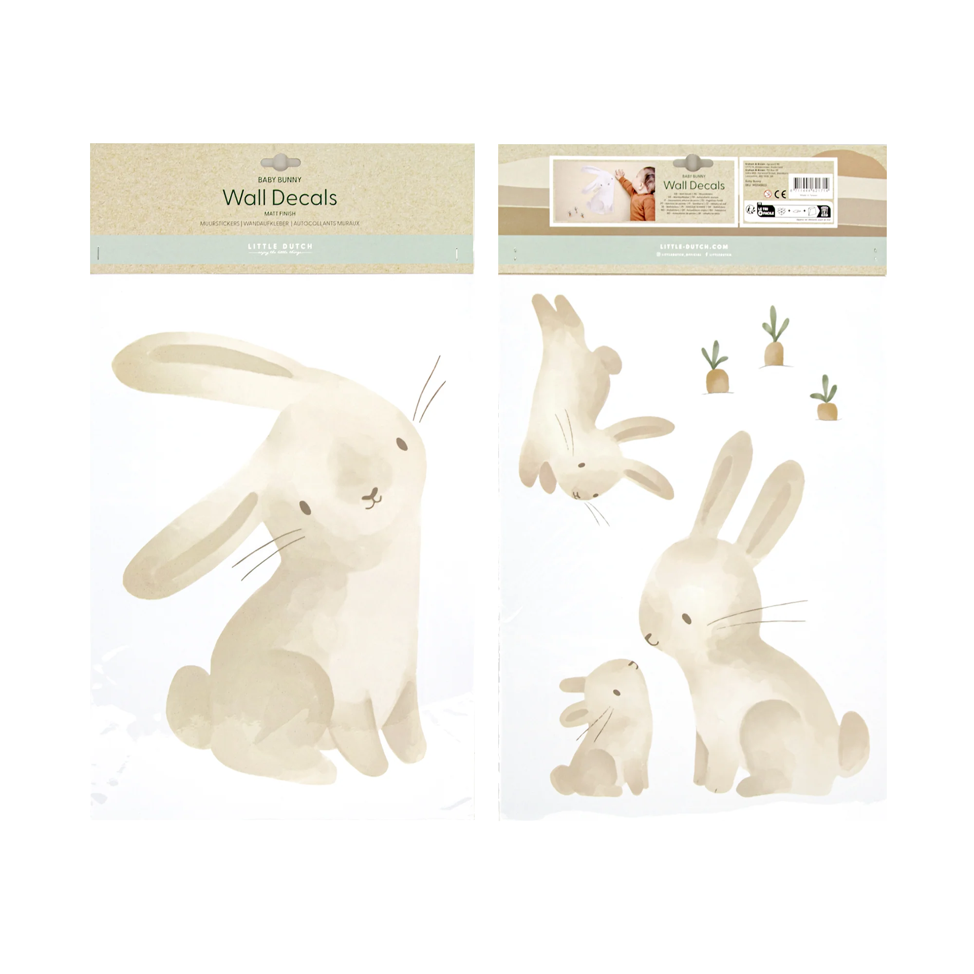 Little Dutch Sticker BABY BUNNY coloris châtaigne et blanc