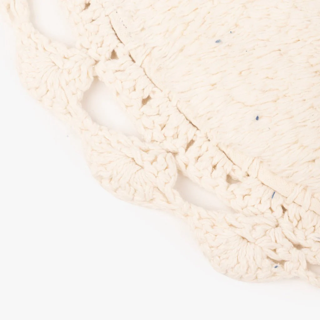 Tapete de Casa de Banho Algodão Oval com Renda Bege TWIG