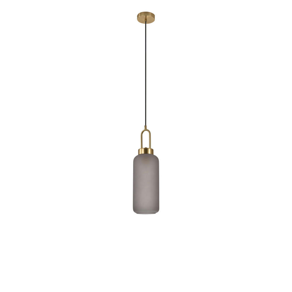 LUTON - Suspension cylindrique en verre gris fumé