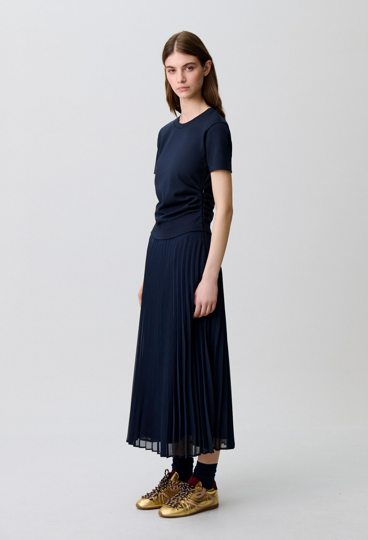 Robe bi-matières trompe-l'&oelig;il
