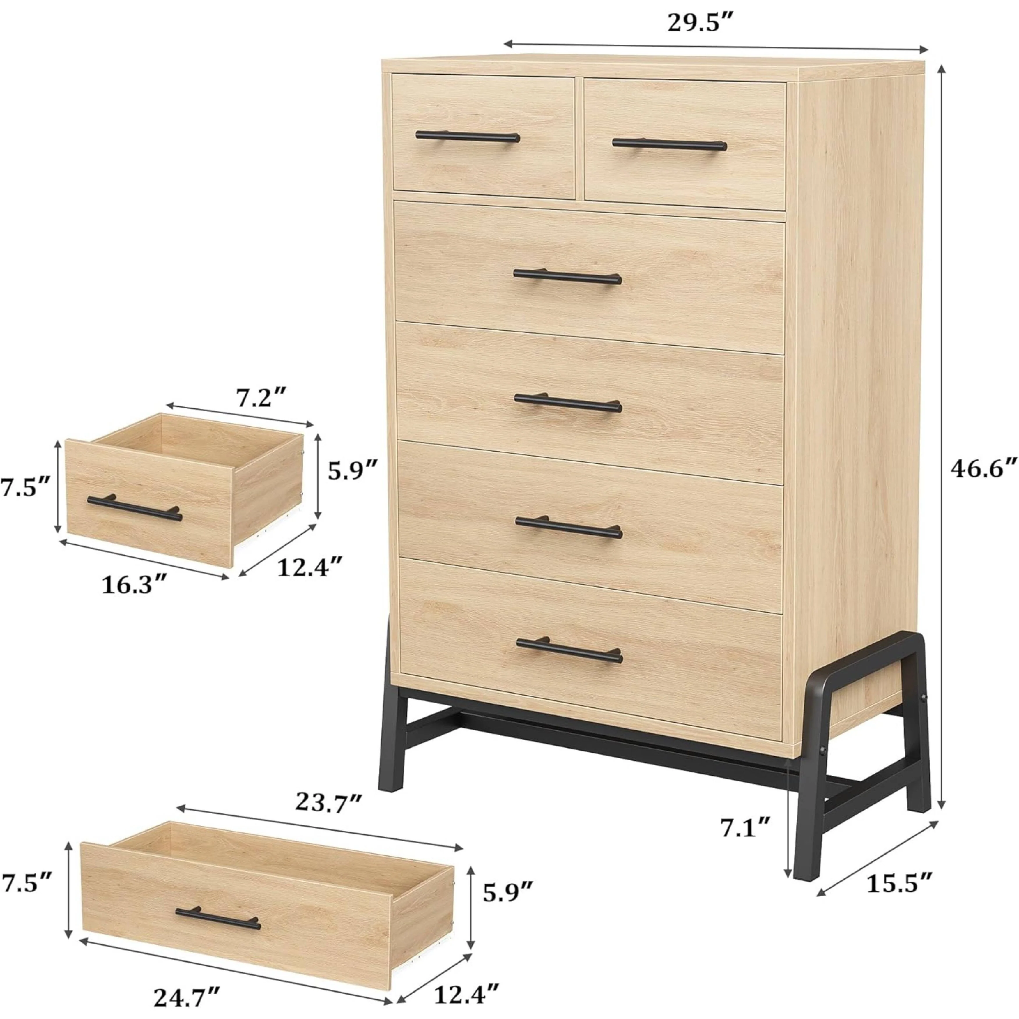 4+2 Drawer Tall Freestanding Dresser for Bedroom