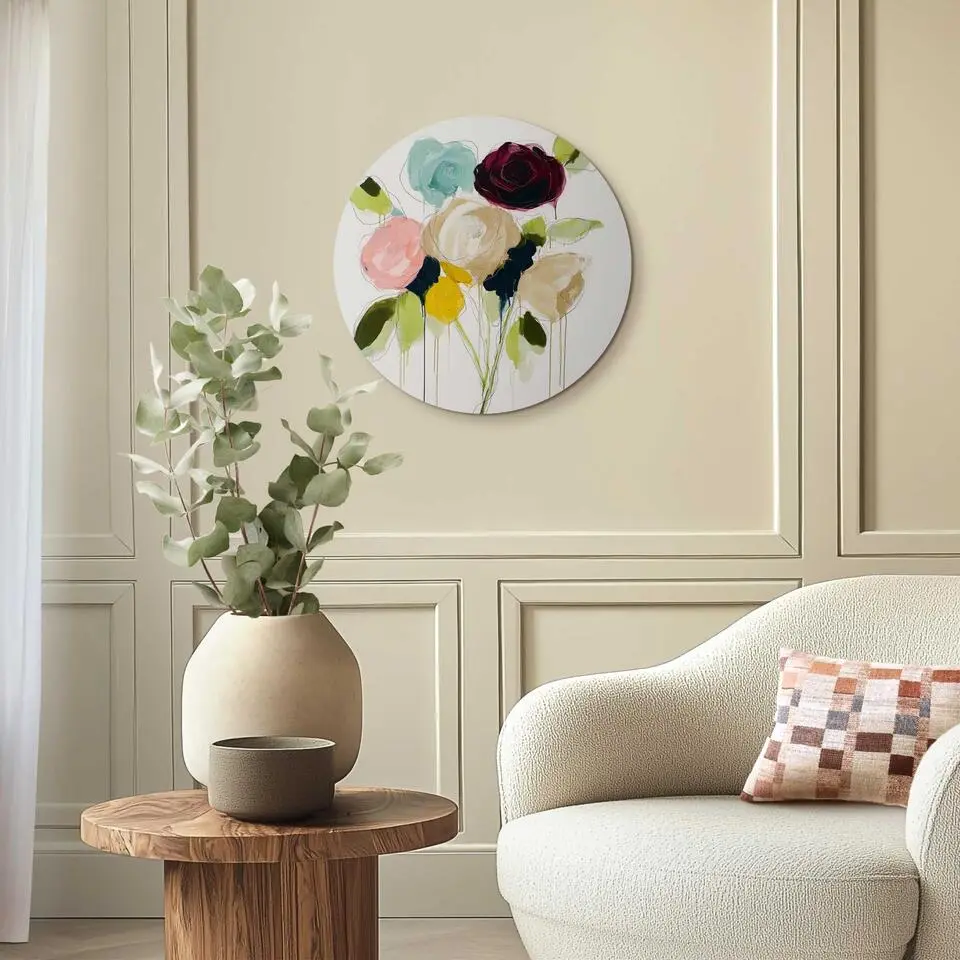 Glasschilderij Herfstboeket I - &Oslash; 50 - Bont