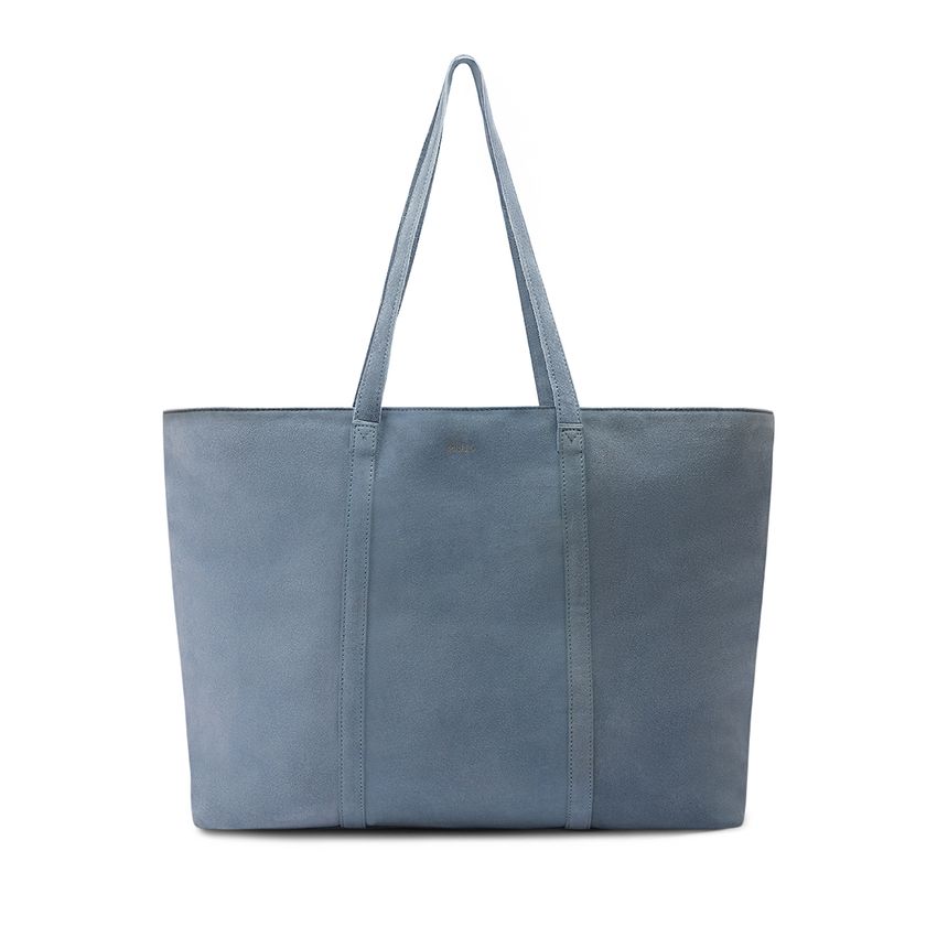 Manfield Licht blauwe suède shopper