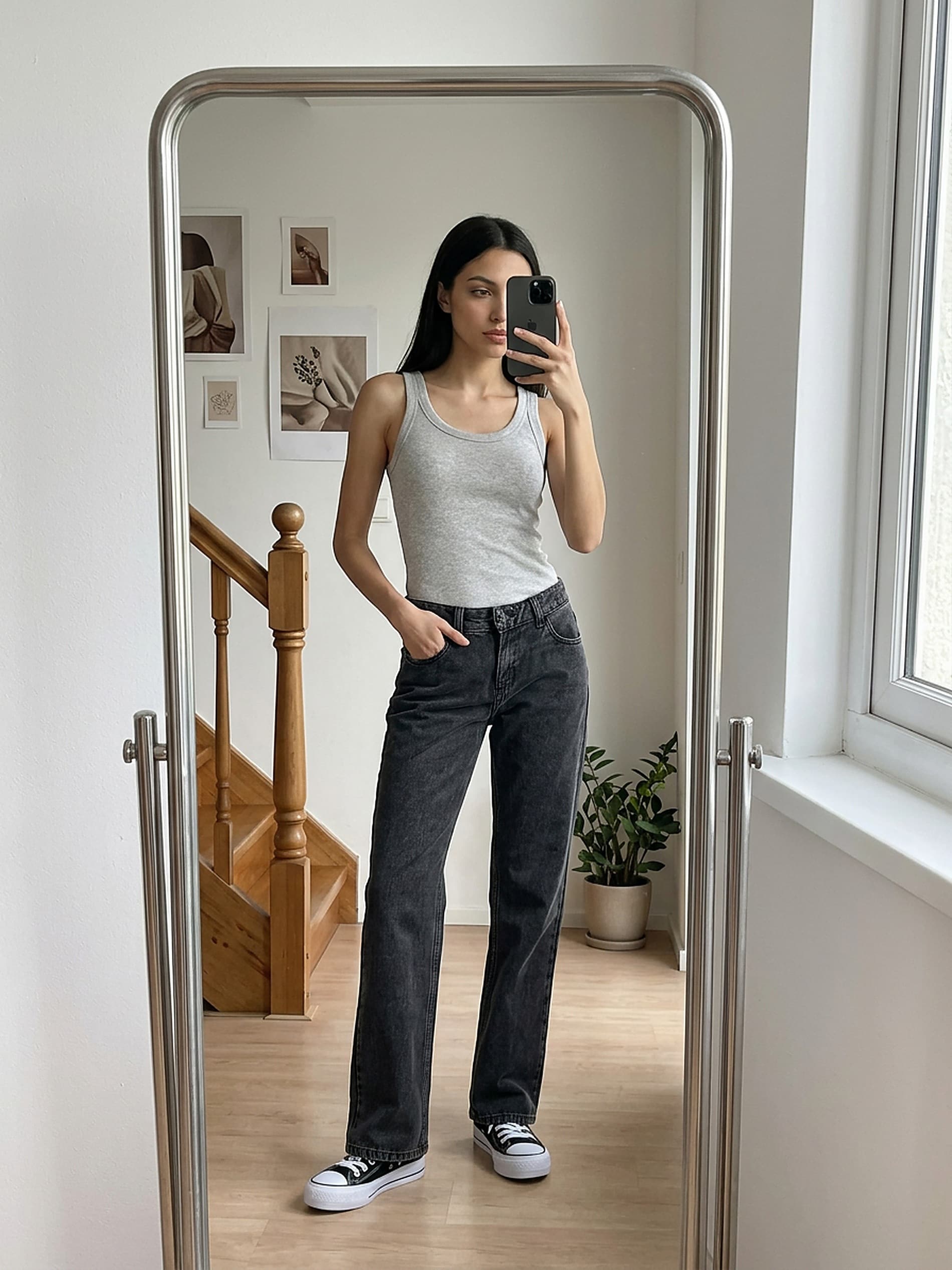 Jeansy straight low waist