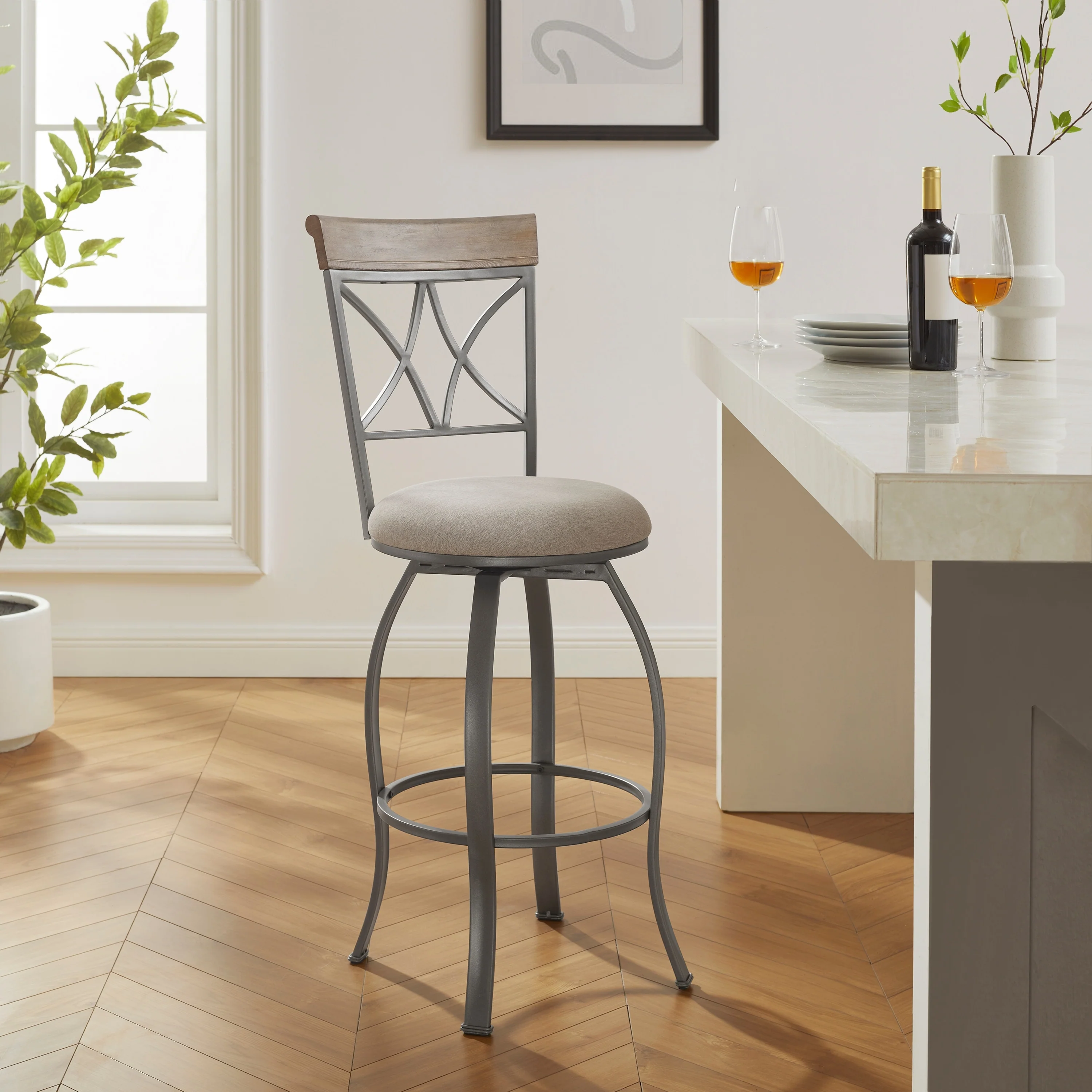 Linon Eden 30-inch Metal Swivel Barstool - N/A