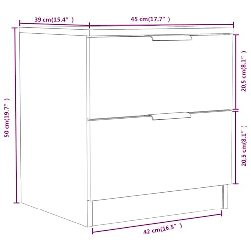 NNEVL Bedside Cabinets 2 pcs White Engineered Wood