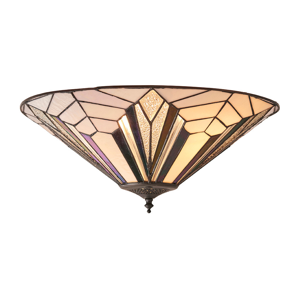 Plafon ASTORIA geometryczny brązowy 2xE27x20W wym:20x48x48cm IP20 Tiffany
