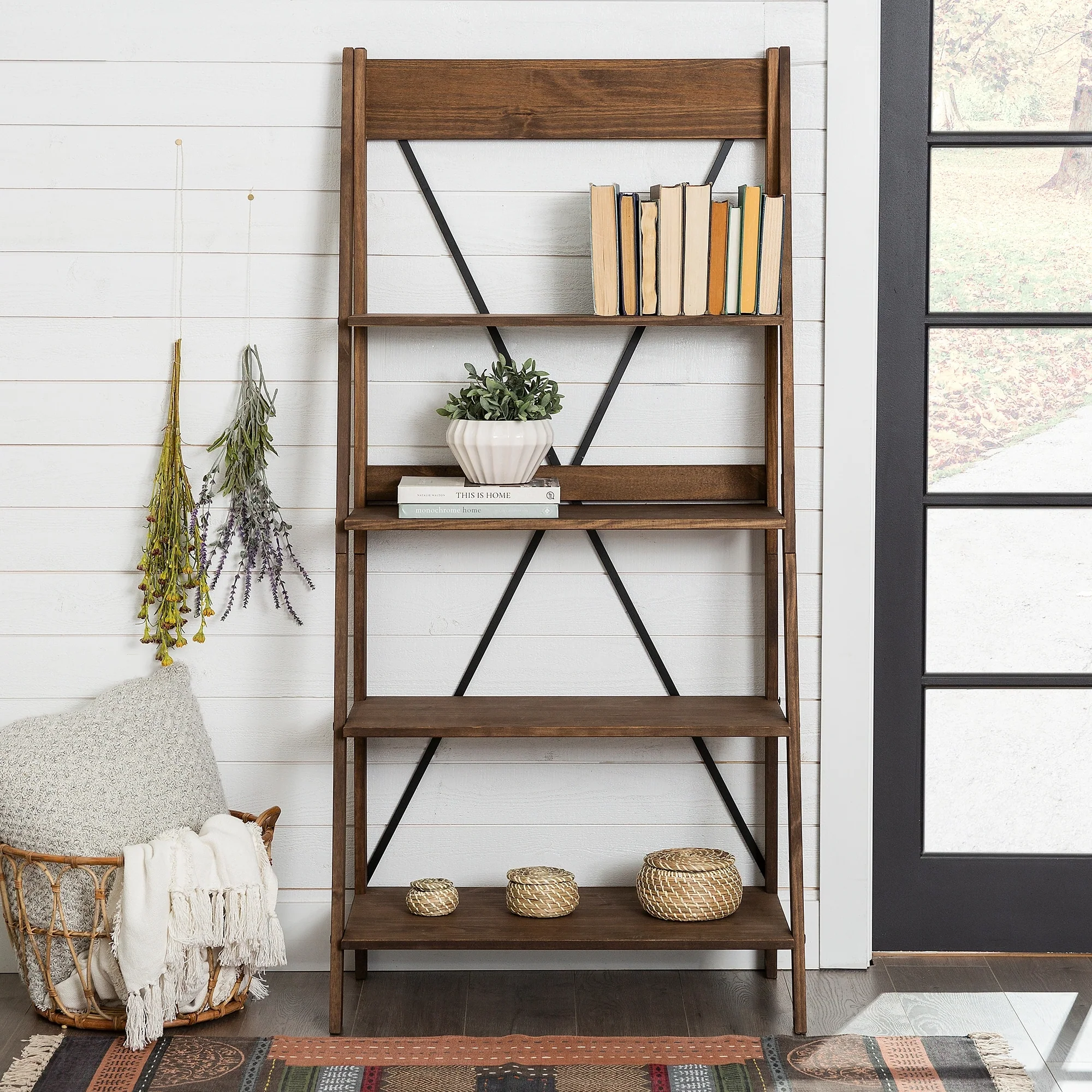 Middlebrook 68-inch Solid Pine Wood Ladder Bookshelf
