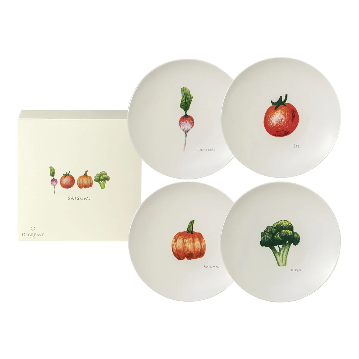 Coffret 4 assiettes à dessert - Légumes