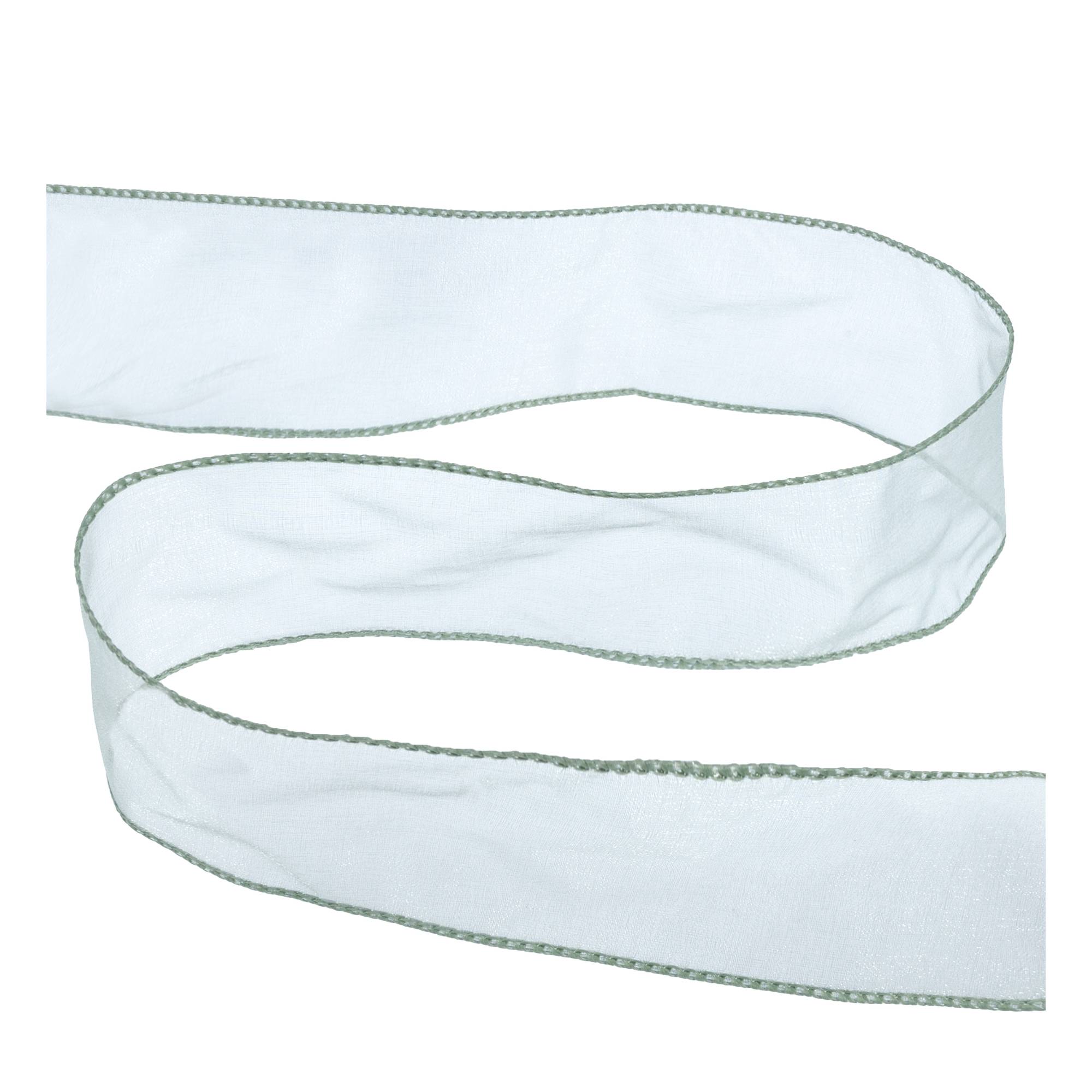 Pale Blue Wire Edge Organza Ribbon 63mm x 3m