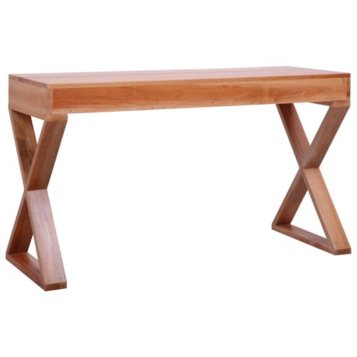 NNEVL Computer Desk Natural 115x47x77 cm Solid Mahogany Wood