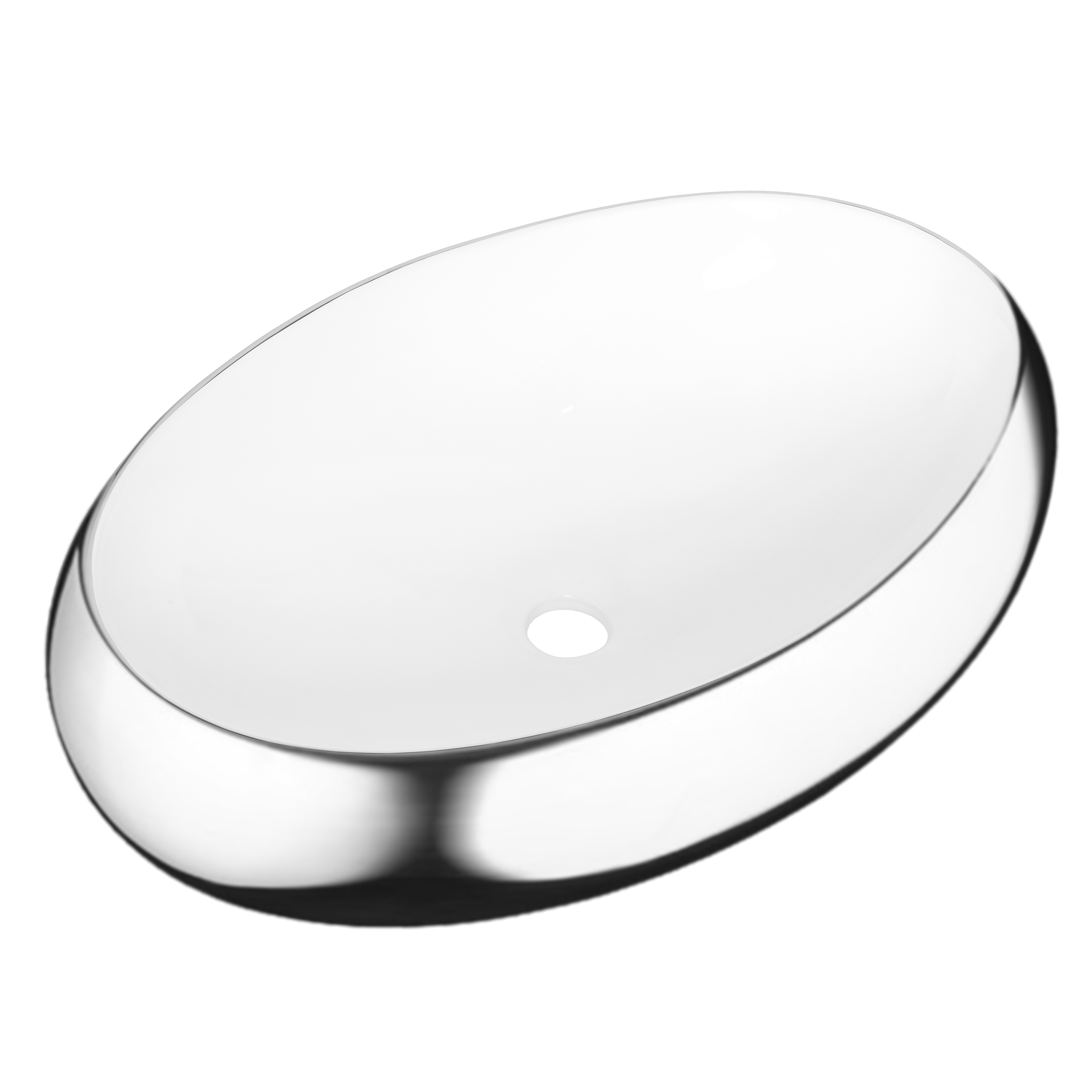Umywalka nablatowa Invena Febe owalna 59 cm biało-srebrna