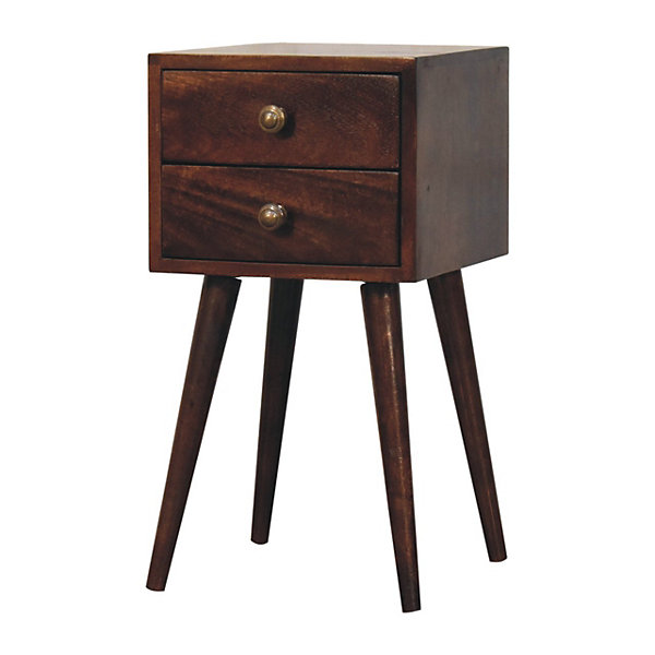 Artisan Furniture table de chevet en bois massif California Walnut, 2 tiroirs, brun foncé