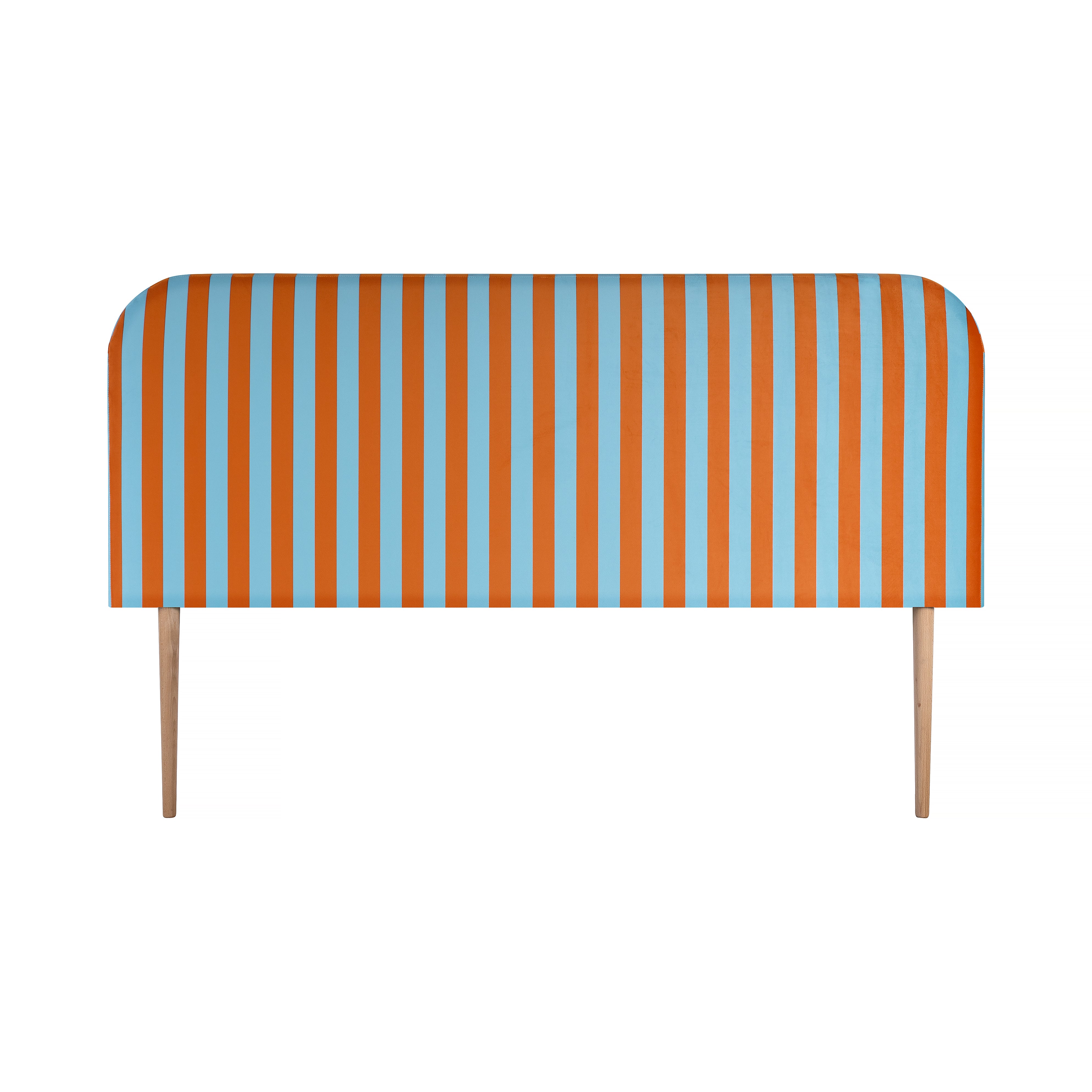 Gestoffeerd fluwelen hoofdbord met strepen blauw en oranje 190x97cm
