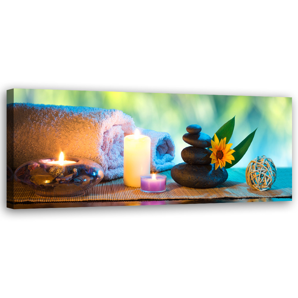 Feeby Obraz na płótnie, Świeczki Ręcznik Spa 90x30
