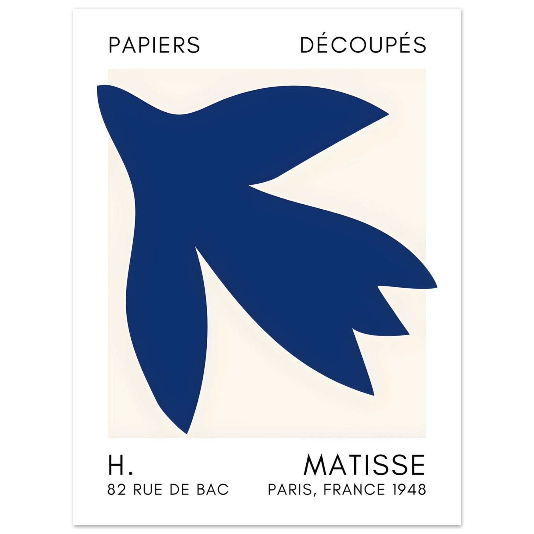 Artfulprints Poster Matisse – Shapes in the air navy blue  - 30x40 cm - Blauw