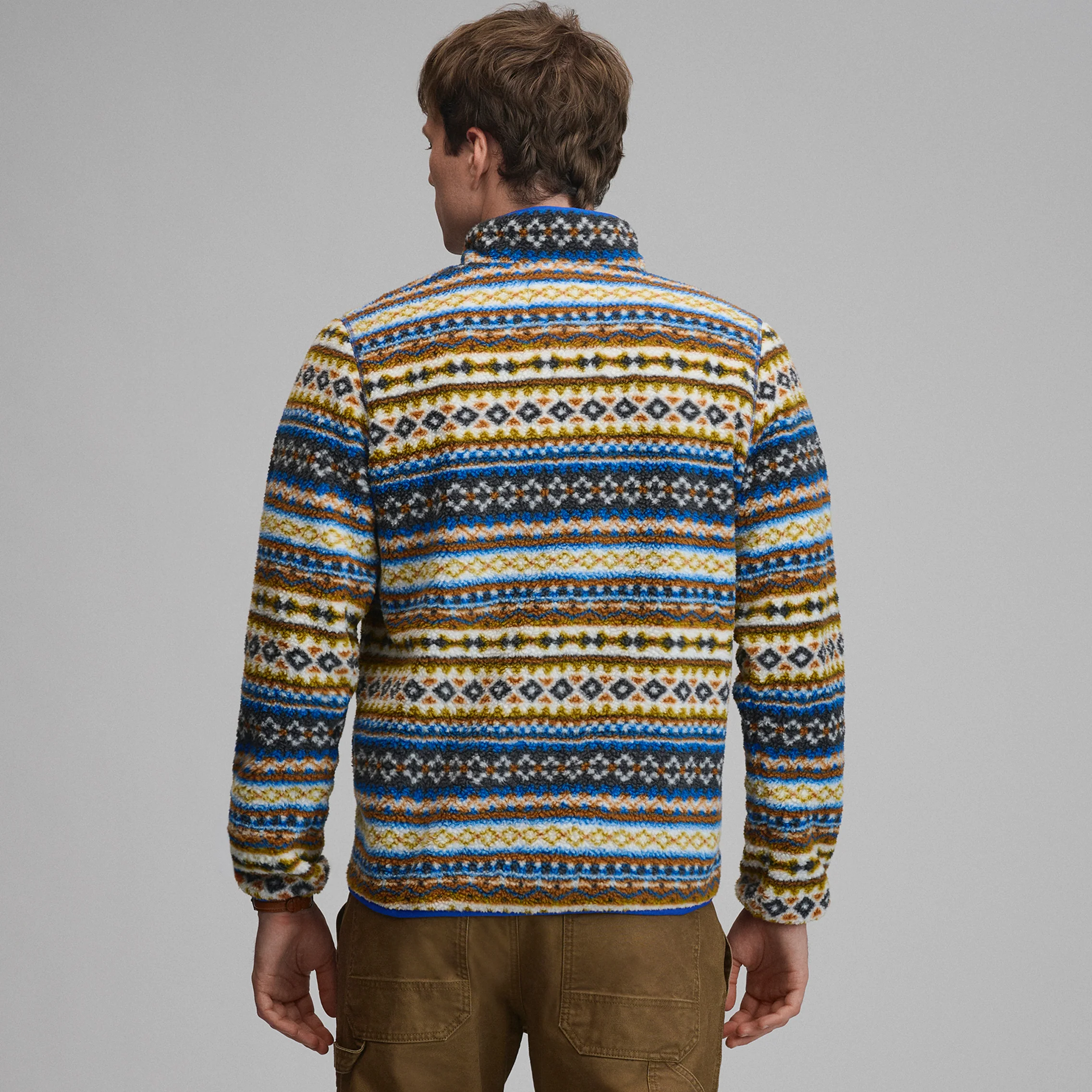 Men's Journey Snap-Mock Print Fleece Pullover