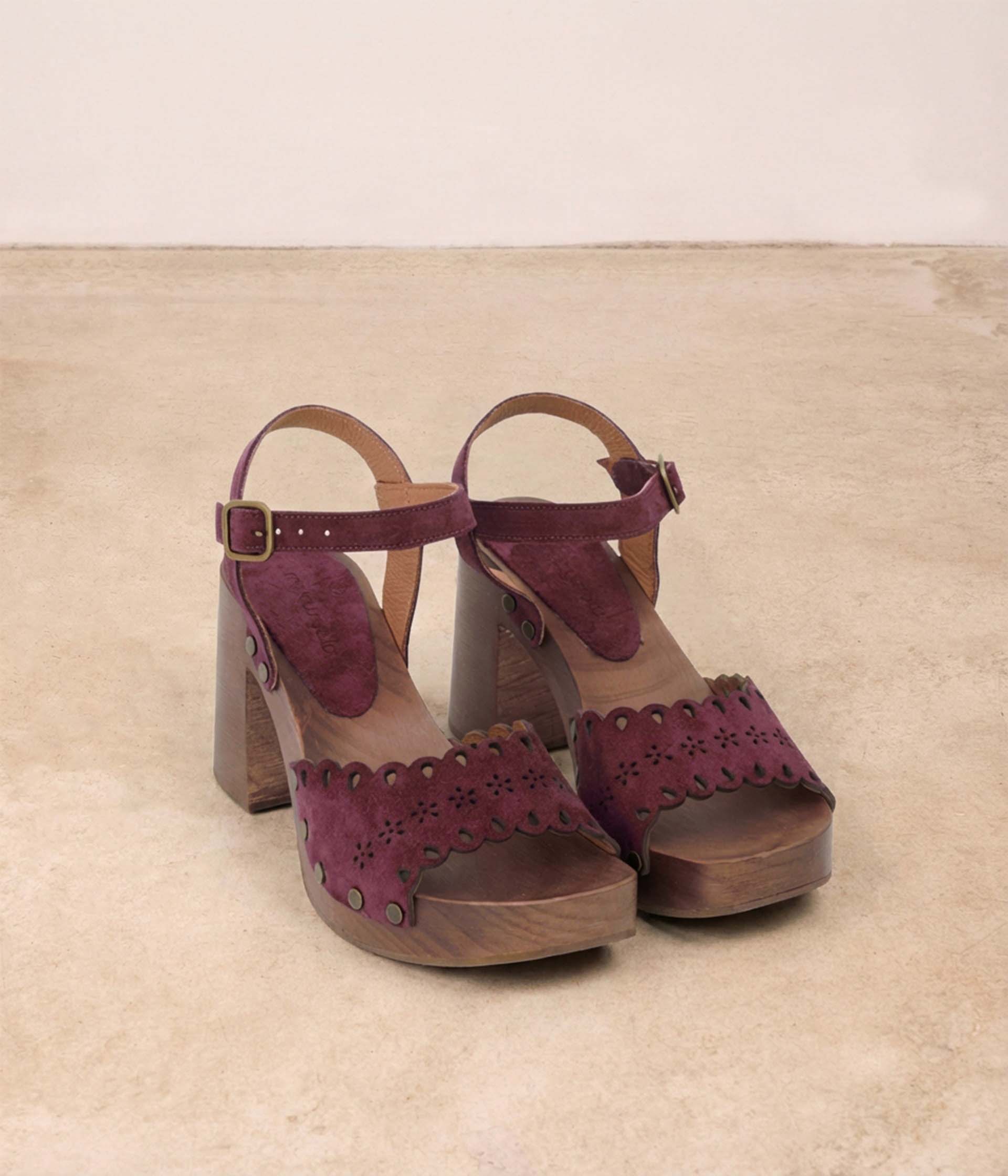 Sandales velours prune Carlota
