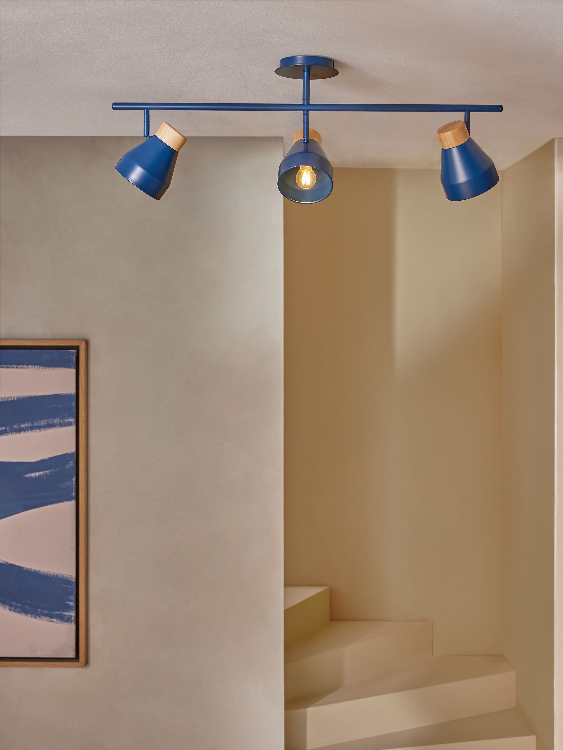 Navy Albert 3 Light Linear Pendant Bar Ceiling Light