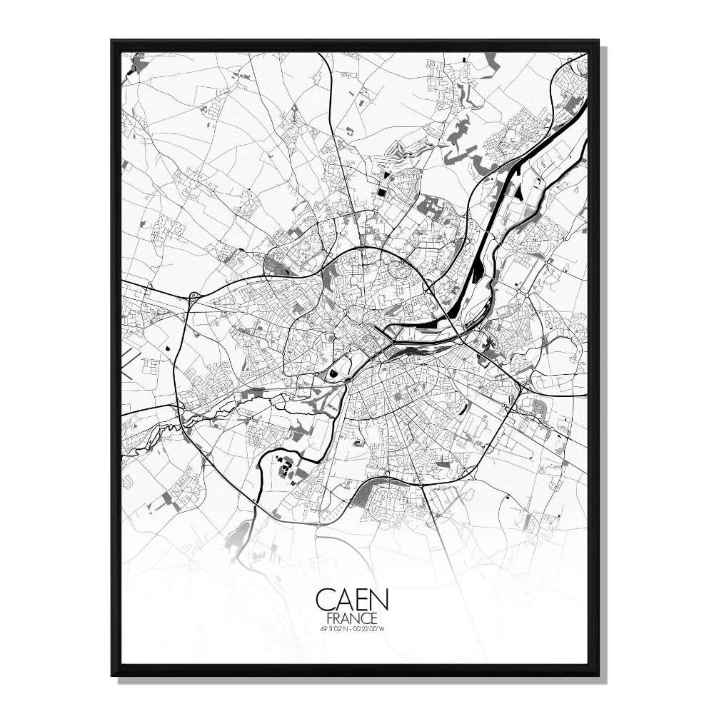 - Affiche Caen Carte N&B 40x50
