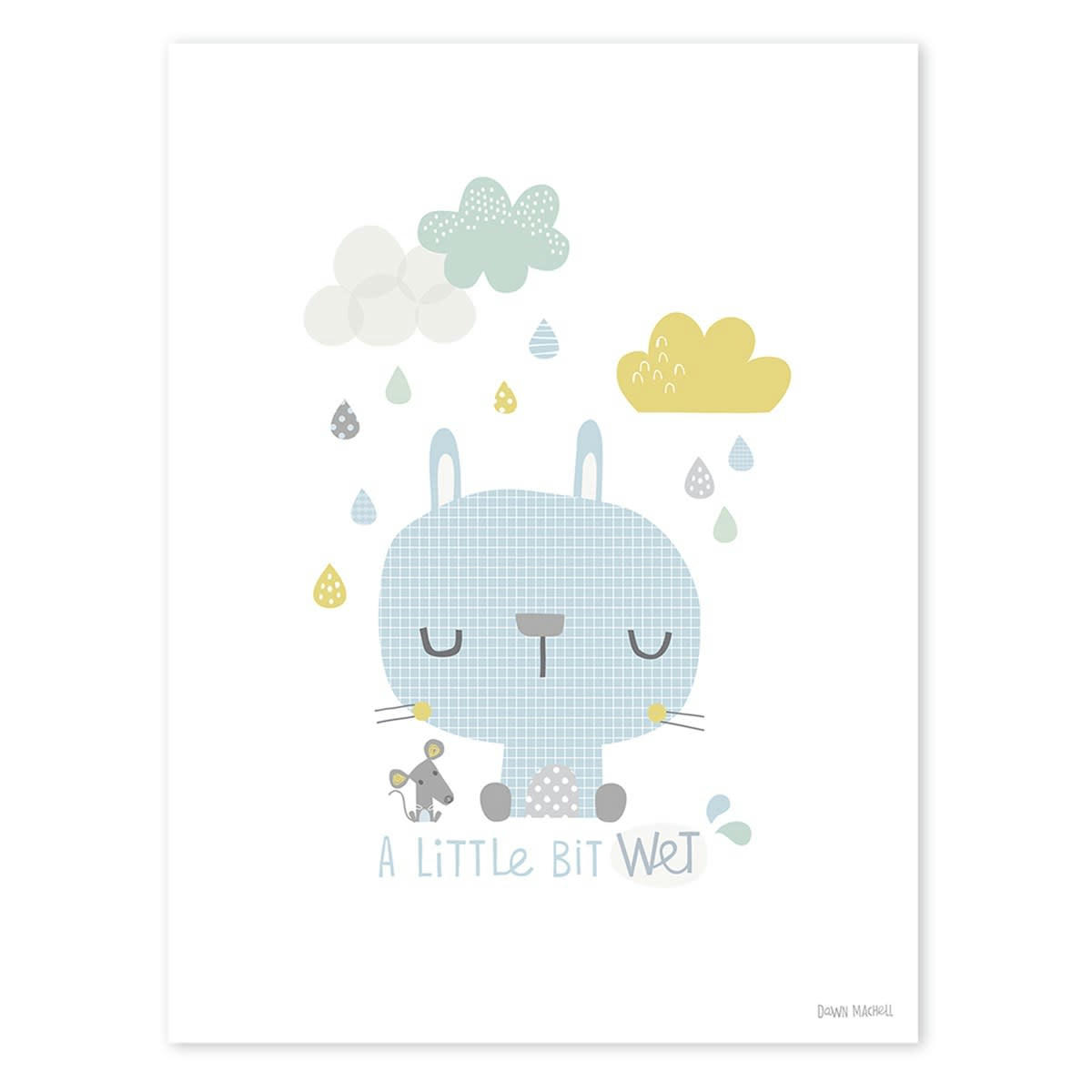 SMILE WHEN IT'S RAINING - Affiche chat en Papier Bleu
