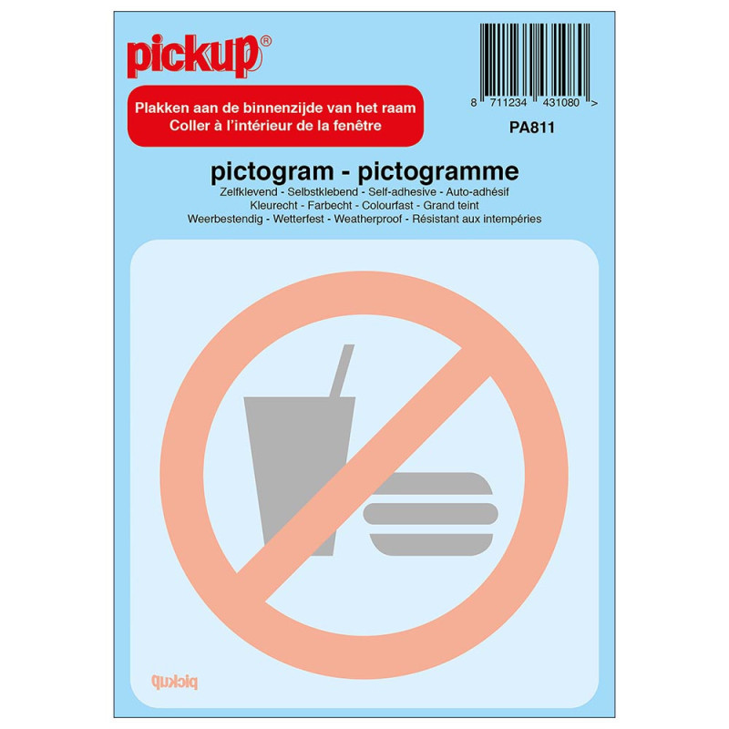 Pictogramme adhésif en vinyle défense de consommer 10 x 10 cm PICKUP