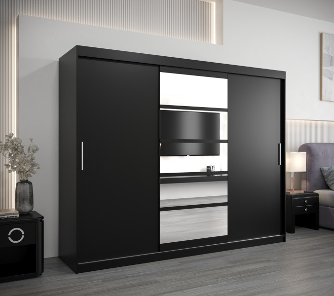 Szafa przesuwna garderoba ROMA 01 250 czarny  czarny