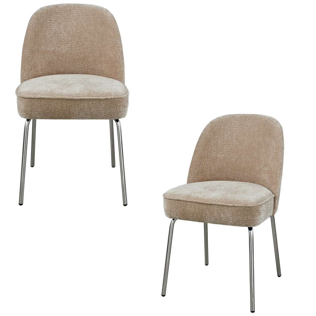 WOOOD eetkamerstoelen Vogue - Polyester - Zand - Set van 2