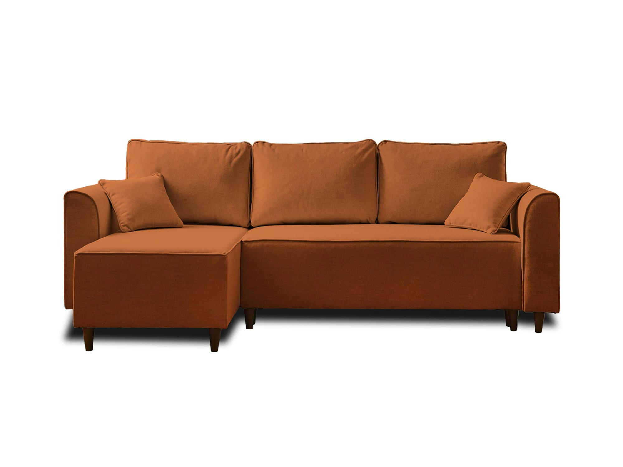 SAPHIR - Canapé d'angle réversible convertible 4 places en tissu rouille