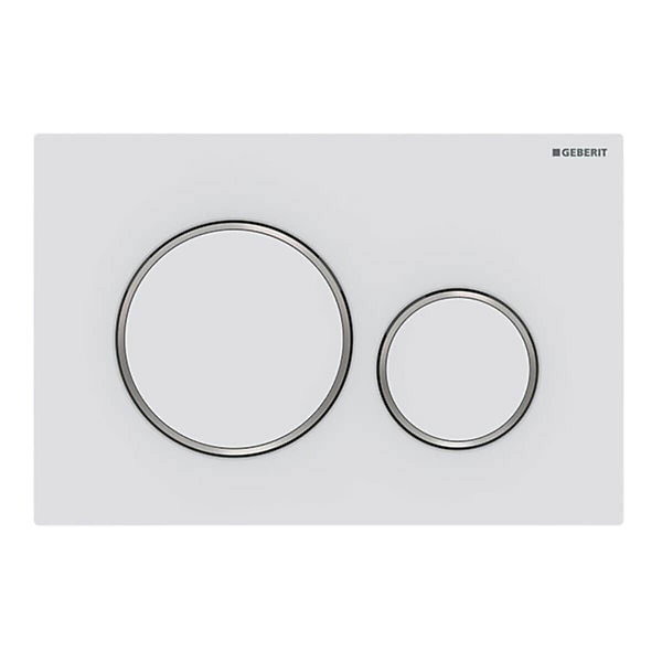 Pack WC Bati-support Geberit   Cuvette SAT sans bride   Abattant soft close   Plaque blanc/chrome mat (GebSATrimless-J)