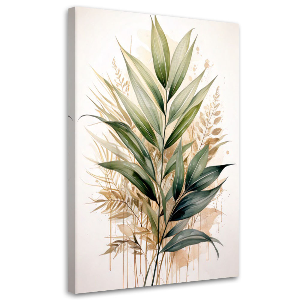 Feeby Obraz nowoczesny, Rośliny Liście Akwarela Zieleń Natura 40x60