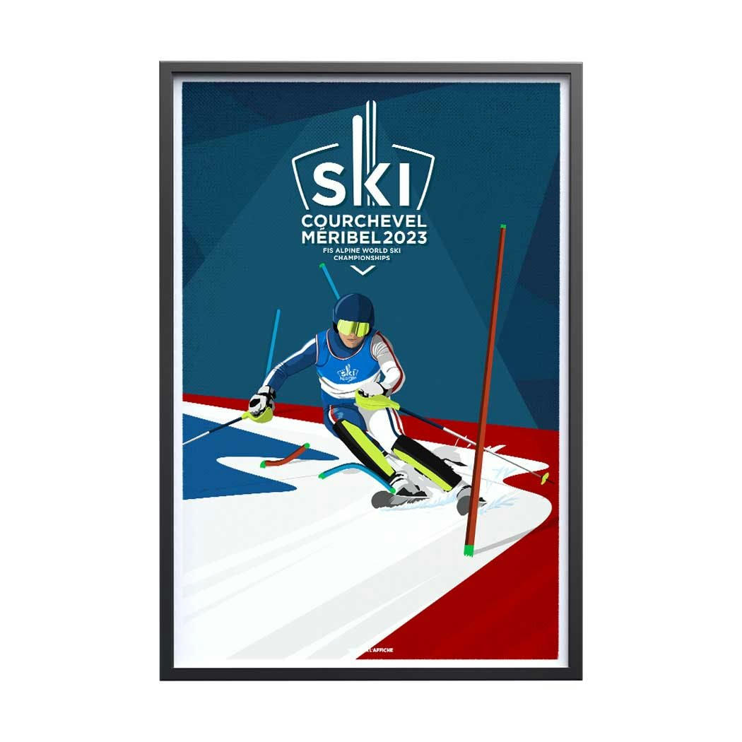 SKI - Affiche Ski - Courchevel Méribel 2023 Slalom 40x60cm