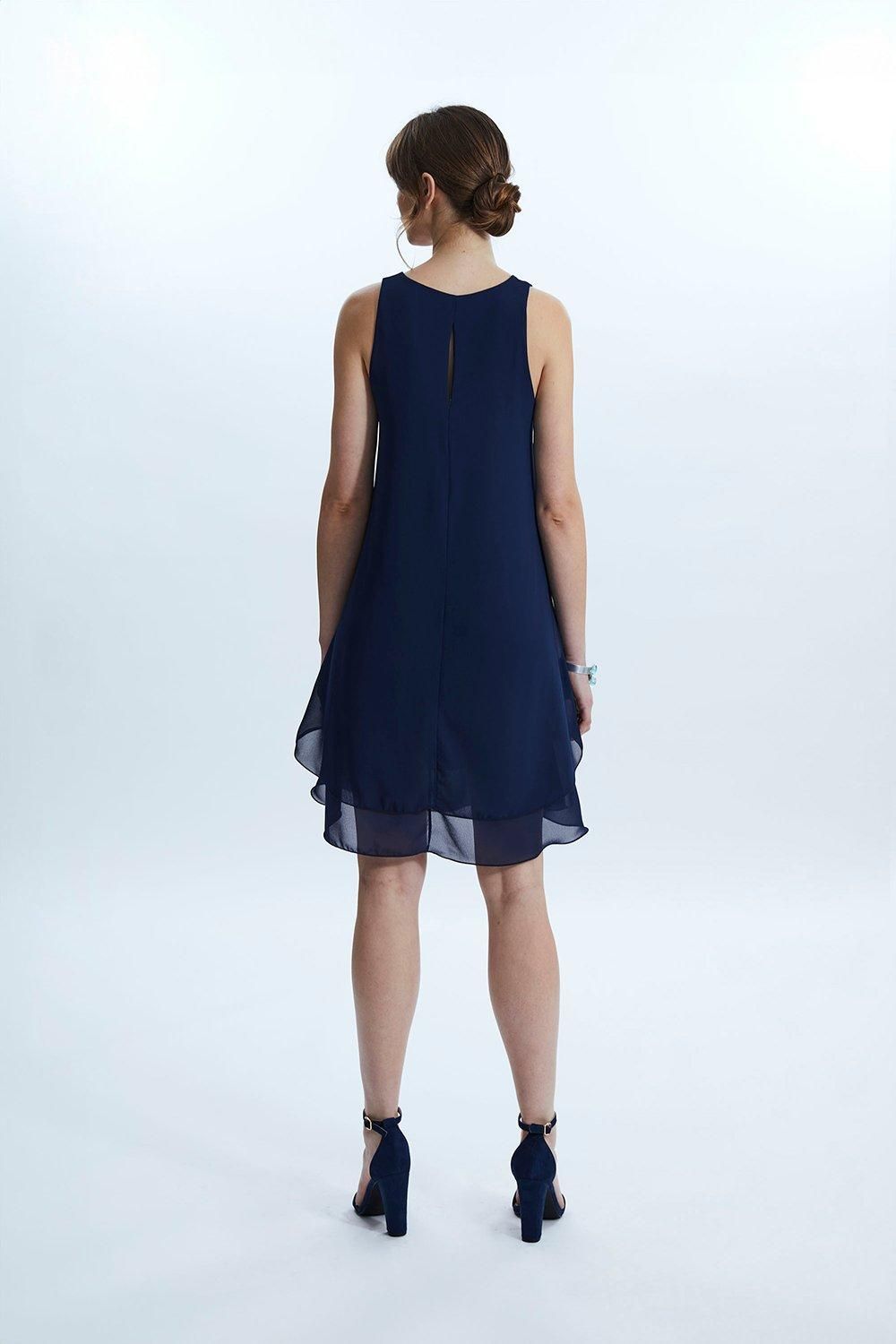 James Lakeland Sleeveless Wave Hem Dress Navy