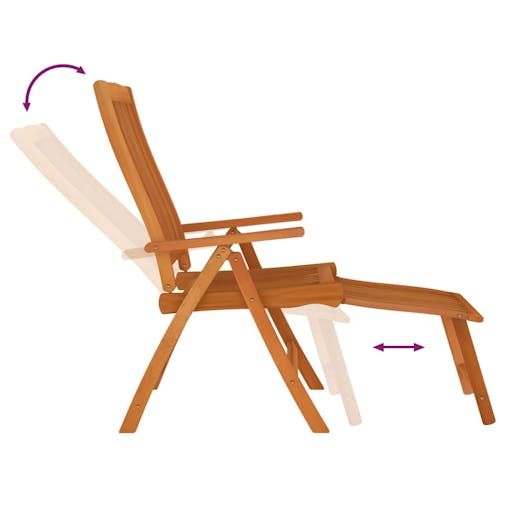 NNEVL Folding Garden Chairs with Footrests 2 pcs Solid Wood Eucalyptus