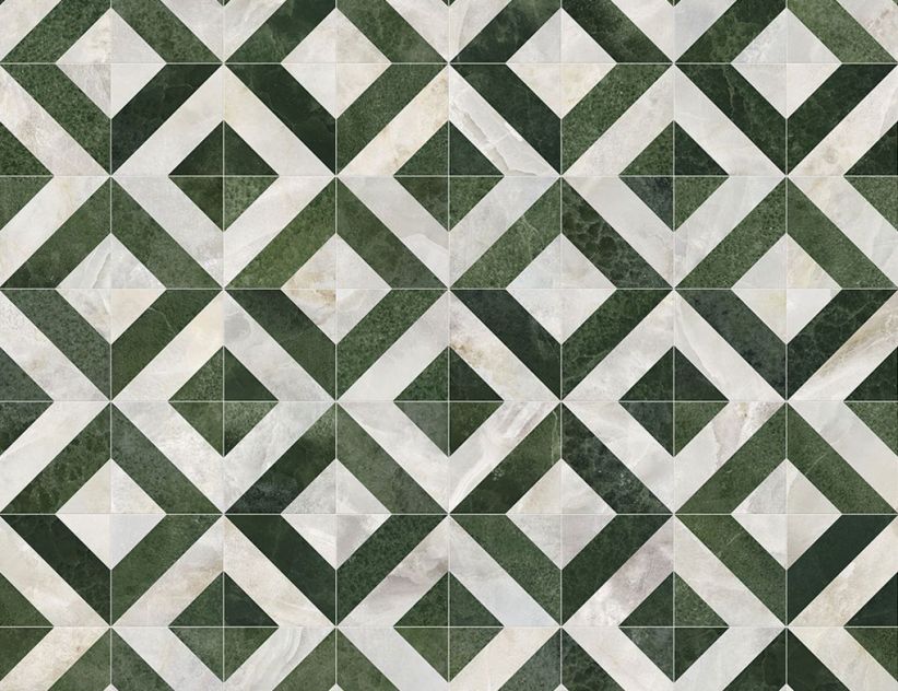 PVC Helios Tile Grün, Weiß 4m