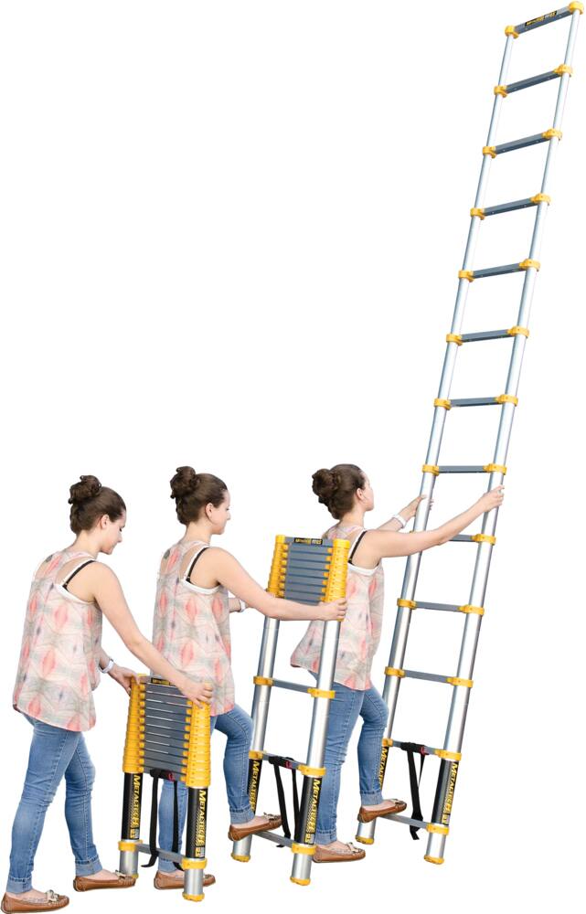 MetalTech CSA Approved Grade 1 Aluminum Telescopic Ladder, 12.5-ft, 250-lb