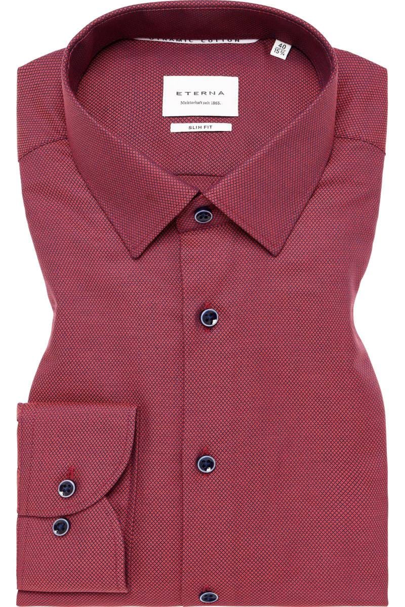ETERNA Dynamic Cotton Slim Fit Hemd dunkelrot, Strukturiert