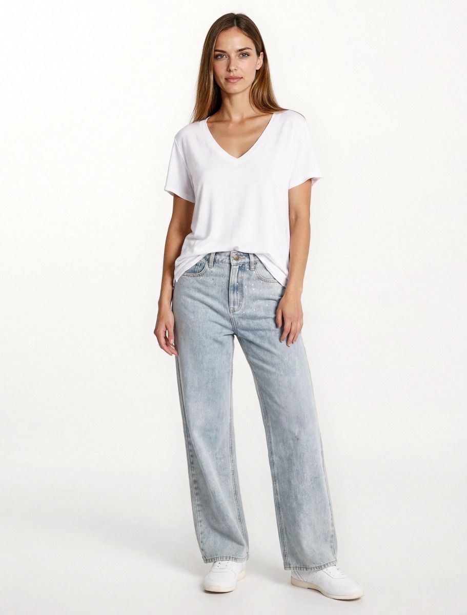 Βαμβακερή μπλούζα με V