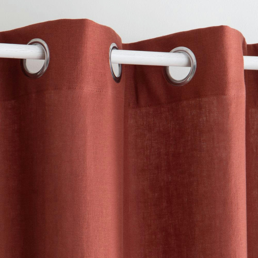 - Rideau à œillets en lin terracotta à l'unité 130x300